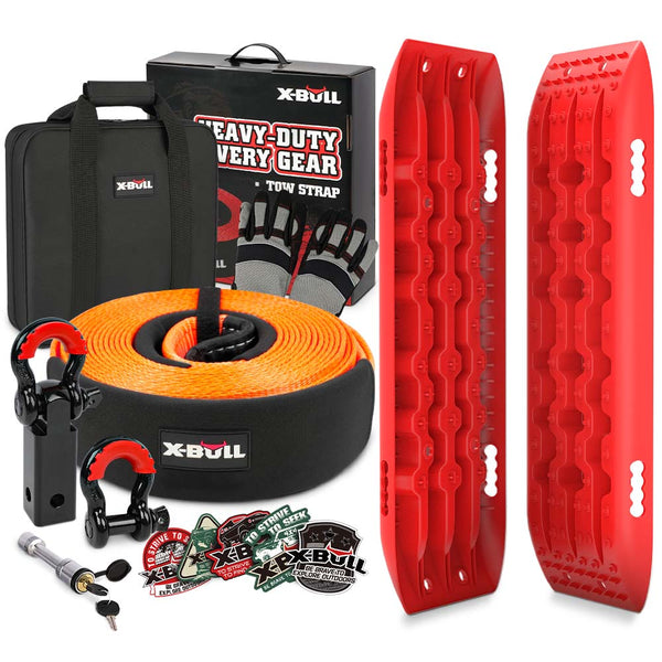 X-BULL Recovery Kit - Basic Kit 1 with Recovery Tracks Gen 2.0 Boards Snatch Strap Off Road 4WD