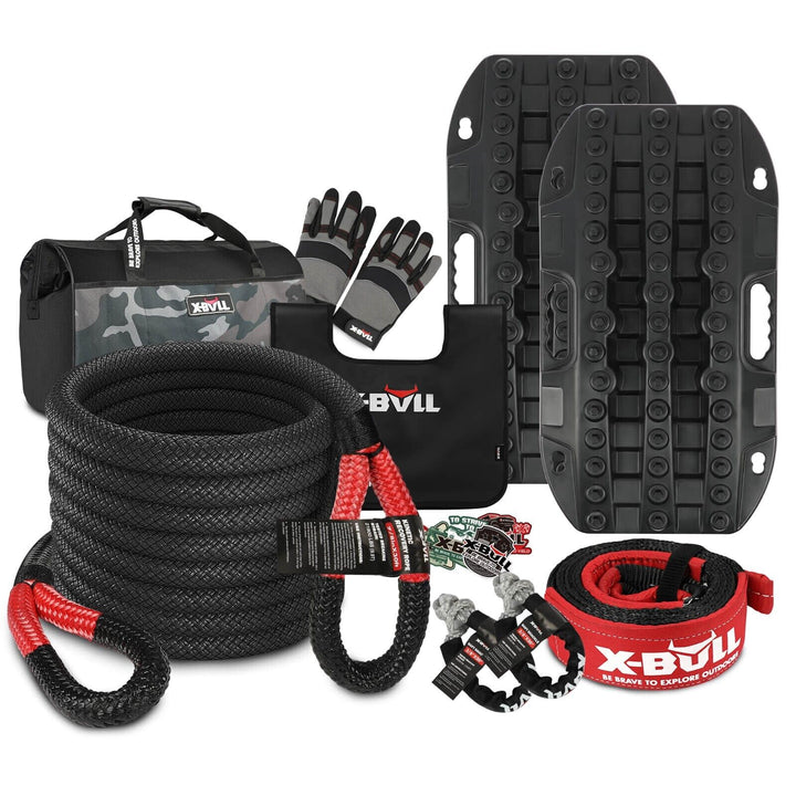 X-BULL Winch Recovery KIT 14PCS with MINI Recovery Tracks Boards Snatch Strap Off Road 4WD