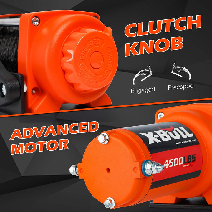 X-BULL Electric Winch 12v Synthetic Rope 4500LBS Wireless Remote ATV UTV 2041KG