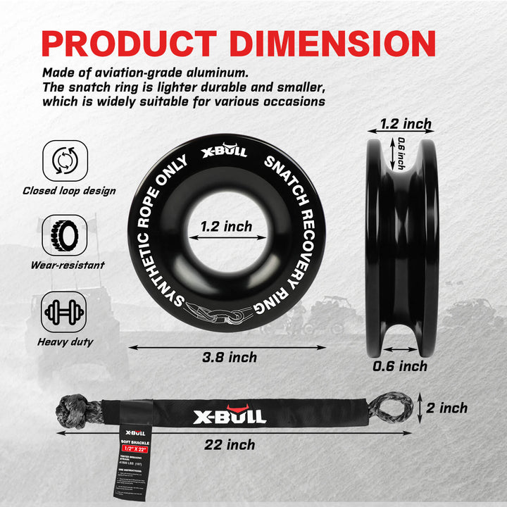 X-BULL 4WD recovery kit with Recovery Tracks Boards kinetic winch snatch strap Soft shackles winch damper Off Road