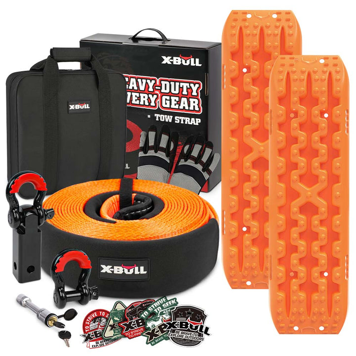 X-BULL Recovery Kit - Basic Kit 1 with Recovery Tracks Gen 3.0 Boards Snatch Strap Off Road 4WD