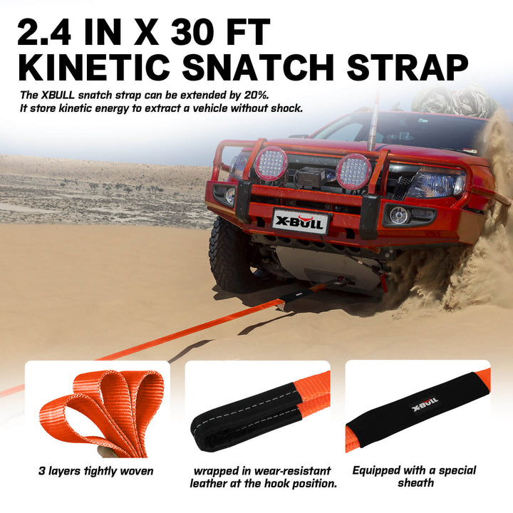 X-BULL 4WD recovery kit with Recovery Tracks Boards kinetic winch snatch strap Soft shackles winch damper Off Road