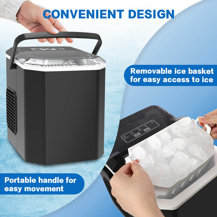 X-BULL Portable Countertop Ice Cube Maker Machine with Carry Handle, Ice Scoop and Removable Ice Basket