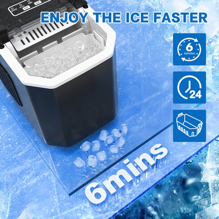 X-BULL Portable Countertop Ice Cube Maker Machine with Carry Handle, Ice Scoop and Removable Ice Basket