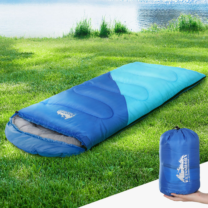 Sleeping Bag Kids Instant Camping Hiking 136cm Double zippers with Carry Bag Lightweight