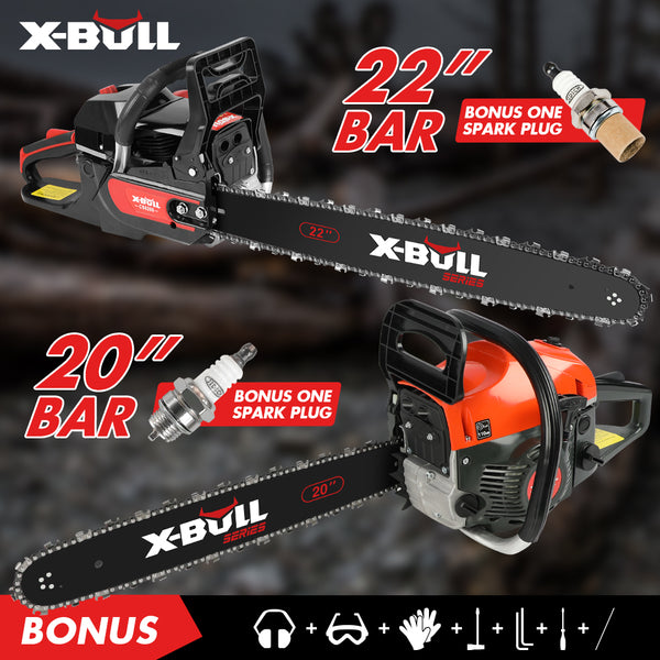 X-BULL Petrol Upgraded Chainsaw 62CC 20“ - ”22" Bar E-Start Tree Pruning Reinforced Commercial