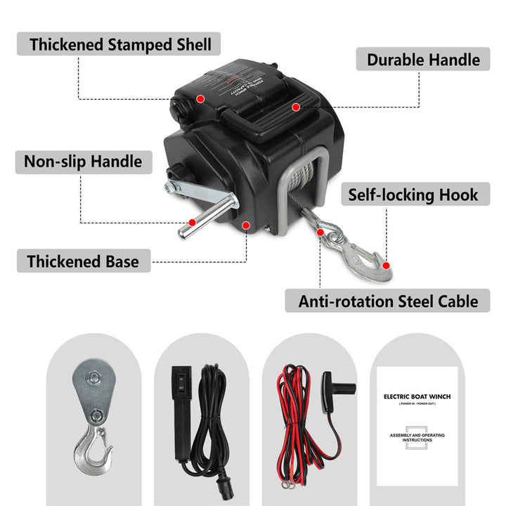 X-BULL 12V Electric Boat Winch Trailer 6500LBS/3000KG 10.5M Steel Cable