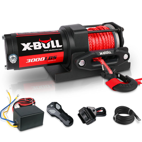 X-BULL Electric Winch 12V Wireless 3000lbs/1360kg Synthetic Rope BOAT ATV 4WD CAMPING Wired Remote Protable power speed hook