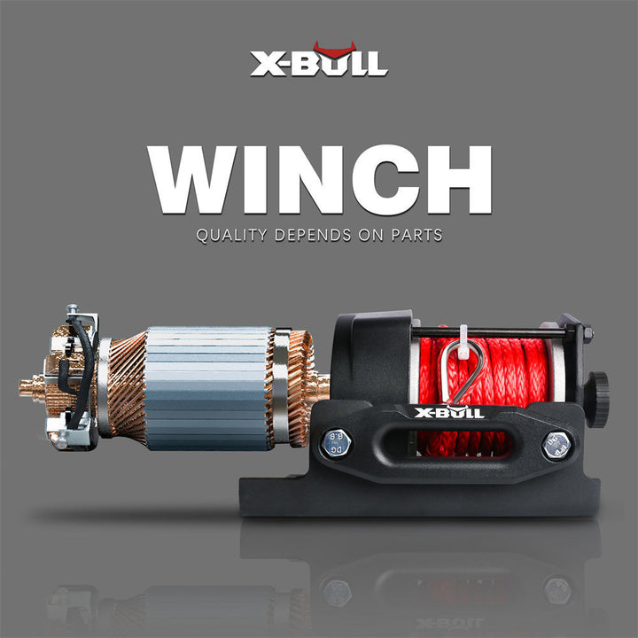 X-BULL Electric Winch 12V Wireless 3000lbs/1360kg Synthetic Rope BOAT ATV 4WD CAMPING Wired Remote Protable power speed hook