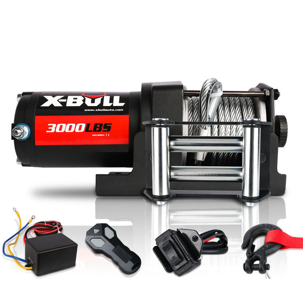  X-BULL Electric Winch 3000lbs1360kg Wireless 12V Steel Cable ATV 4WD BOAT 4X4 4WD  CAMPING Wired Remote Protable power speed hook