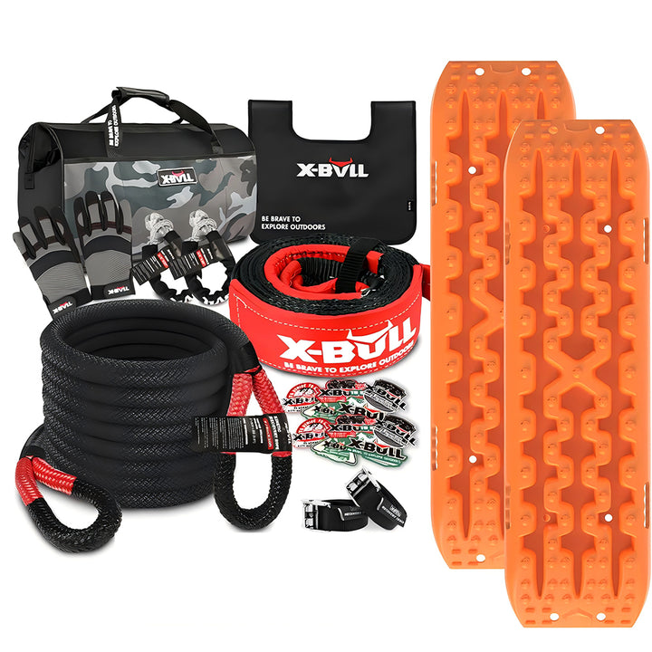 X-BULL Winch Recovery Kit New 13PCS with Recovery tracks Gen 3.0 Boards Snatch Strap Off Road 4WD Kinetic Recovery Rope Damper