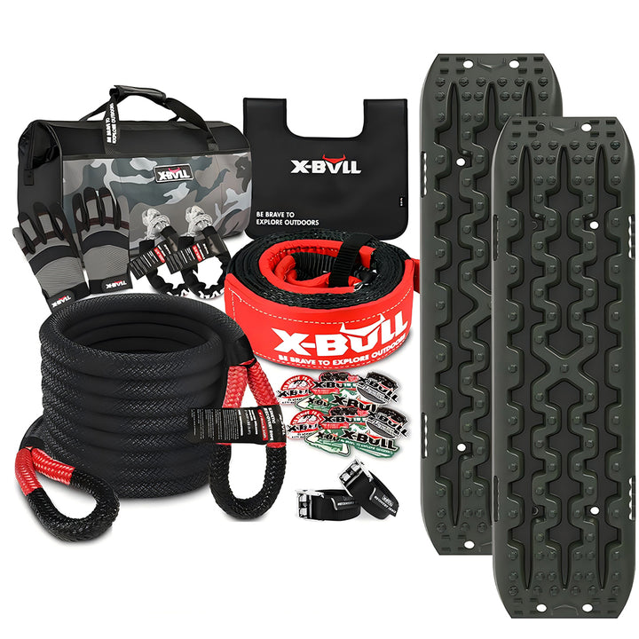 X-BULL Winch Recovery Kit New 13PCS with Recovery tracks Gen 3.0 Boards Snatch Strap Off Road 4WD Kinetic Recovery Rope Damper