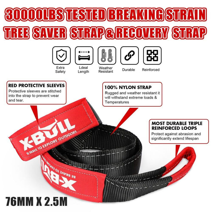 X-BULL Winch Recovery Kit New 13PCS with Recovery tracks Gen 3.0 Boards Snatch Strap Off Road 4WD Kinetic Recovery Rope Damper