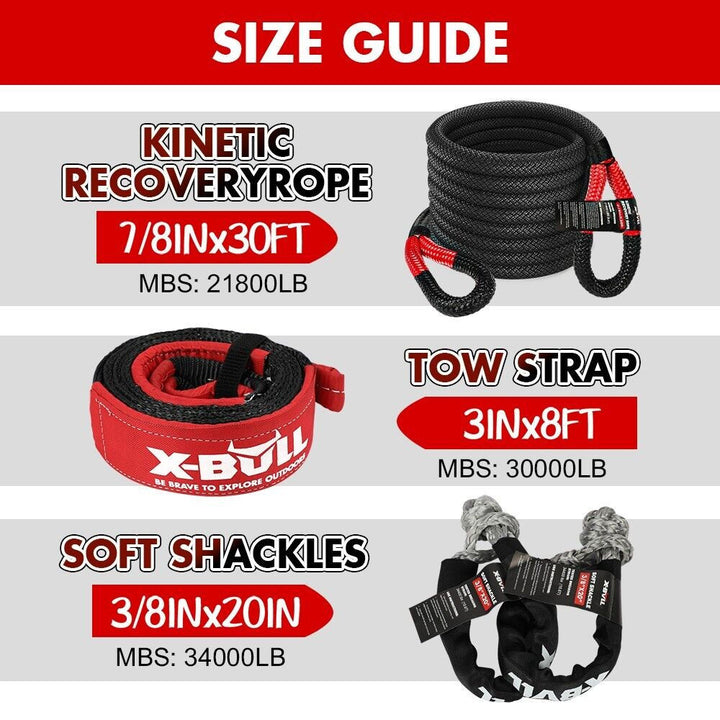 X-BULL Winch Recovery Kit New 13PCS with Recovery tracks Gen 3.0 Boards Snatch Strap Off Road 4WD Kinetic Recovery Rope Damper