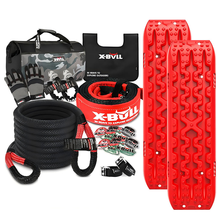 X-BULL Winch Recovery Kit New 13PCS with Recovery tracks Gen 3.0 Boards Snatch Strap Off Road 4WD Kinetic Recovery Rope Damper