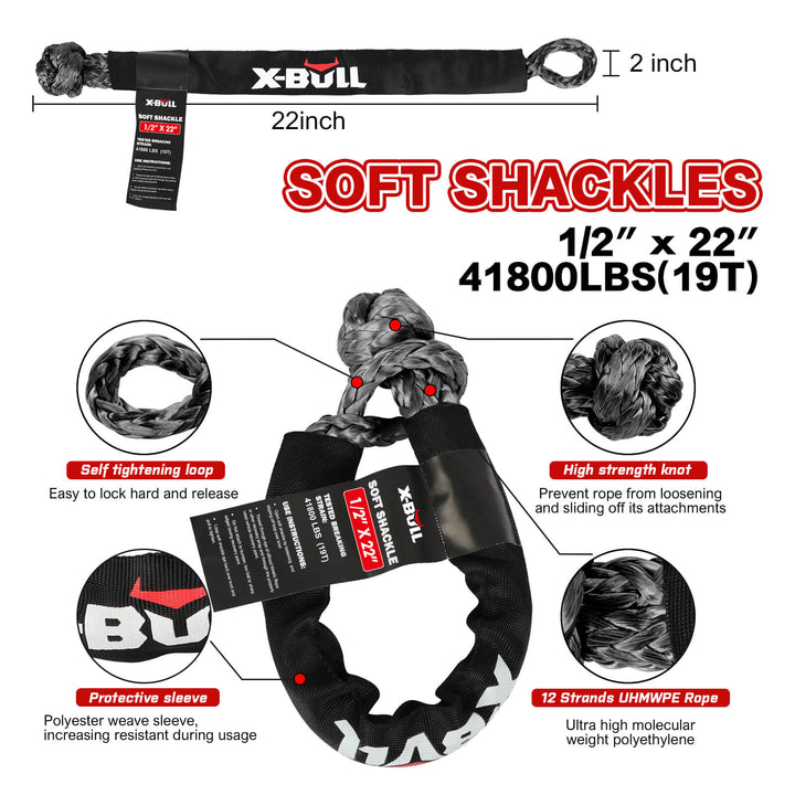 X-BULL 4WD recovery kit with Recovery Tracks Boards kinetic winch snatch strap Soft shackles winch damper Off Road