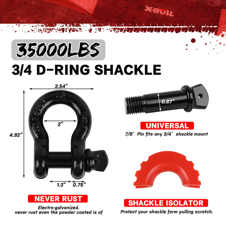 X-BULL 4WD recovery kit with Recovery Tracks Boards kinetic winch snatch strap Soft shackles winch damper Off Road