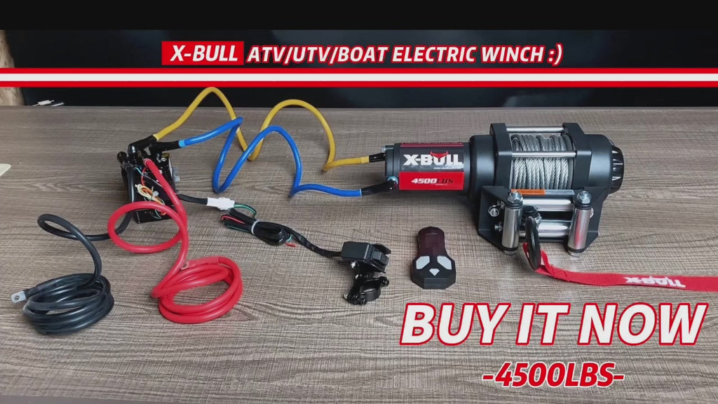 X-BULL Electric Winch 12v Synthetic Rope 4500LBS Wireless Remote