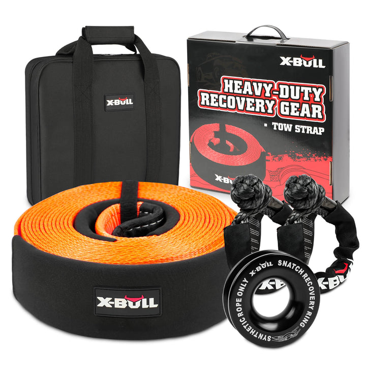 X-BULL recovery kit with soft shackle recovery ring snatch strap 3in x 30ft offroad 4WD