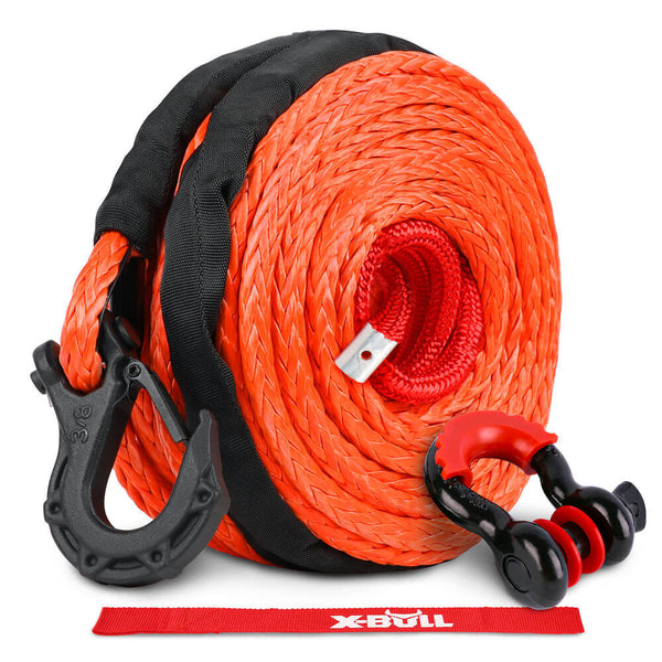 X-BULL 10MM x 26M Synthetic Winch Rope Hook SK75 1/2" 32000lbs 85FT