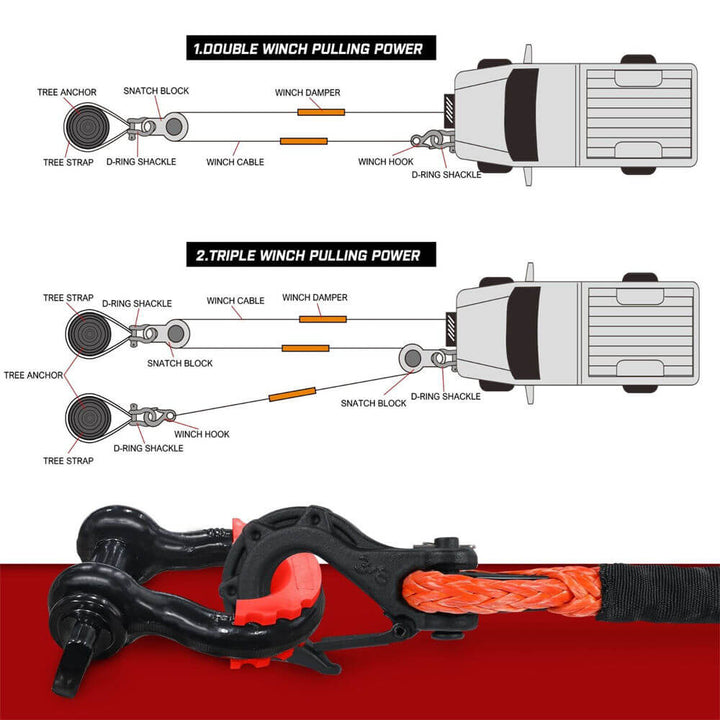 X-BULL 10MM x 26M Synthetic Winch Rope Hook SK75 1/2" 32000lbs 85FT