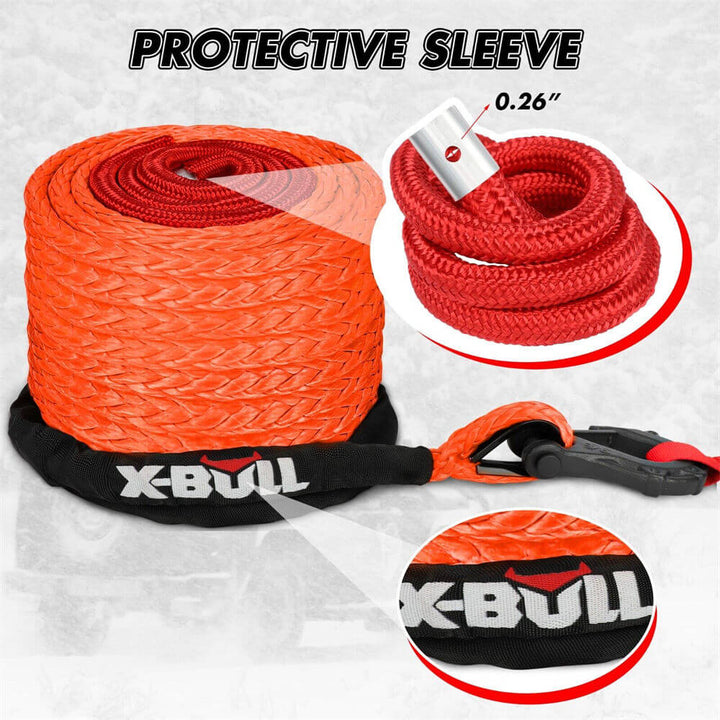 X-BULL 10MM x 26M Synthetic Winch Rope Hook SK75 1/2" 32000lbs 85FT