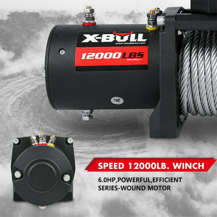 X-BULL Electric Winch 12000LBS/5454KGS Steel Cable 12V Wireless Remote Offroad 