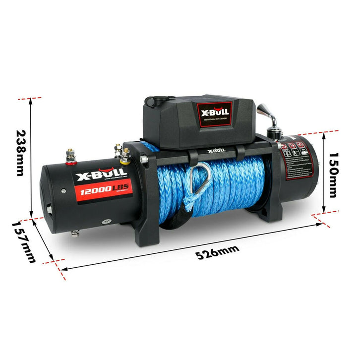 X-BULL Electric Winch 12000LBS Synthetic Rope 12V 26M Wireless Remote 4WD 4x4