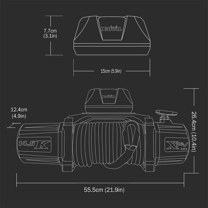 X-BULL Electric Winch 12V Synthetic Rope Wireless 14500LB Remote 4X4 4WD Boat