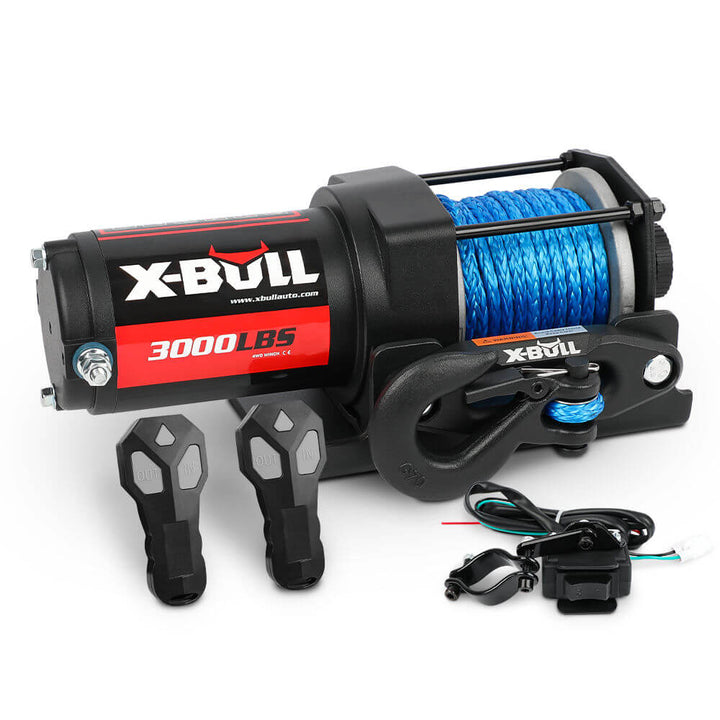 X-BULL Electric Winch 12V Wireless 3000lbs/1360kg Synthetic Rope BOAT ATV 4WD BLUE