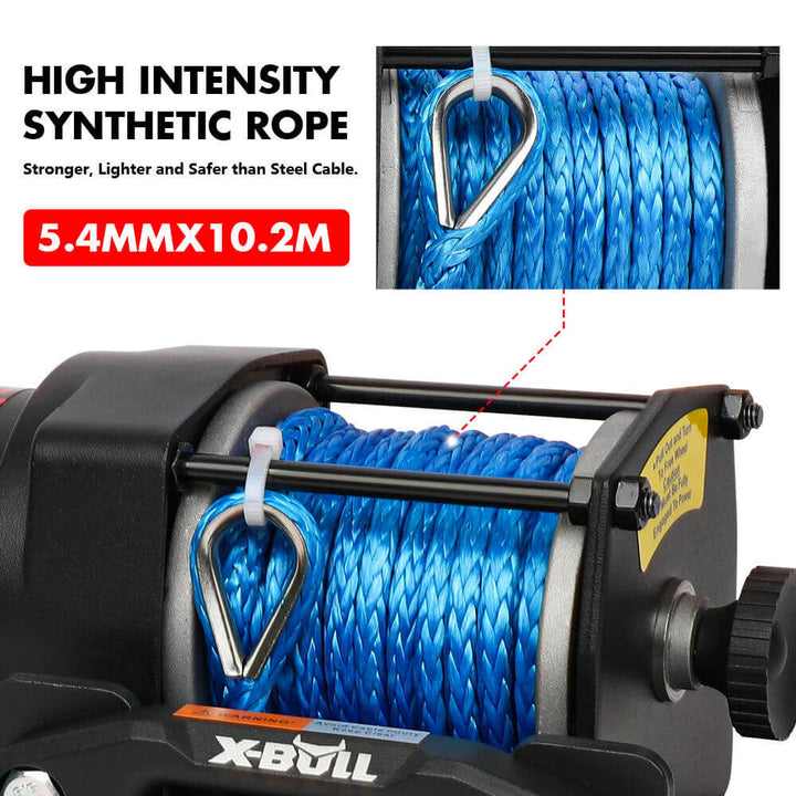 X-BULL Electric Winch 12V Wireless 3000lbs/1360kg Synthetic Rope BOAT ATV 4WD BLUE