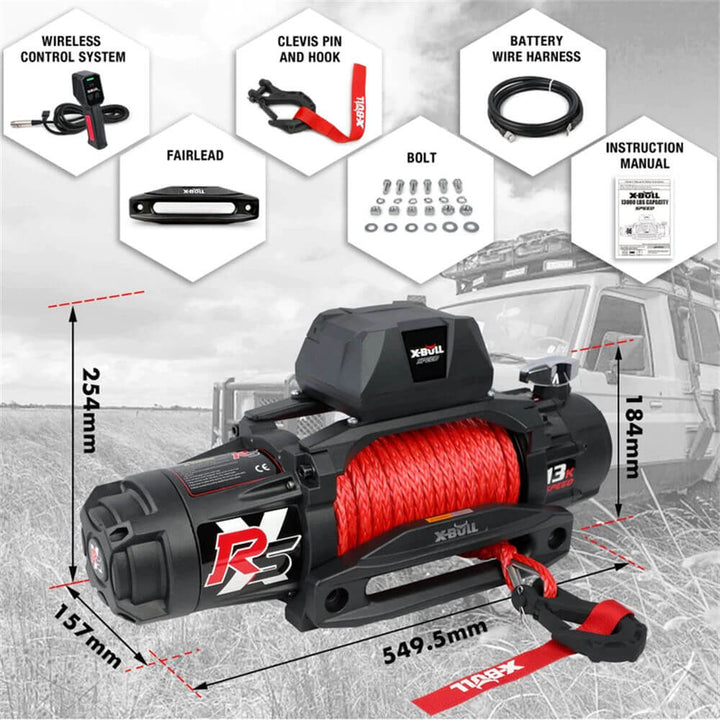 X-BULL Electric Winch 13000LBS/5896kg Synthetic Rope Wireless