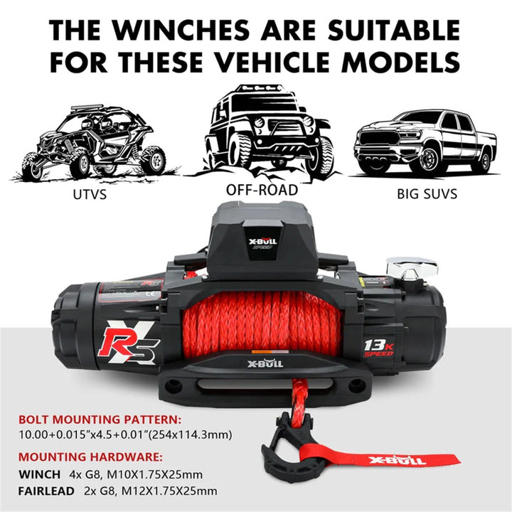 X-BULL Electric Winch 13000LBS/5896kg Synthetic Rope Wireless