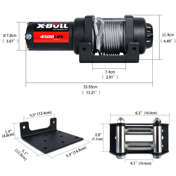 X-BULL Electric Winch 4500LBS/2041KG Steel Cable Wireless Remote Boat ATV 4WD