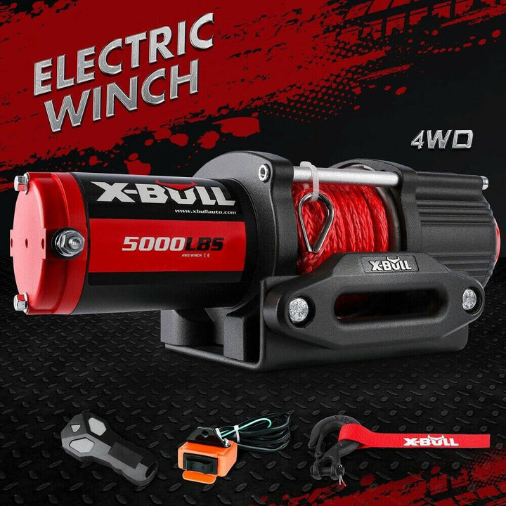 X-BULL Electric Winch 5000LBS 12V 15.2M Synthetic Rope Wireless ATV UTV 4WD Boat