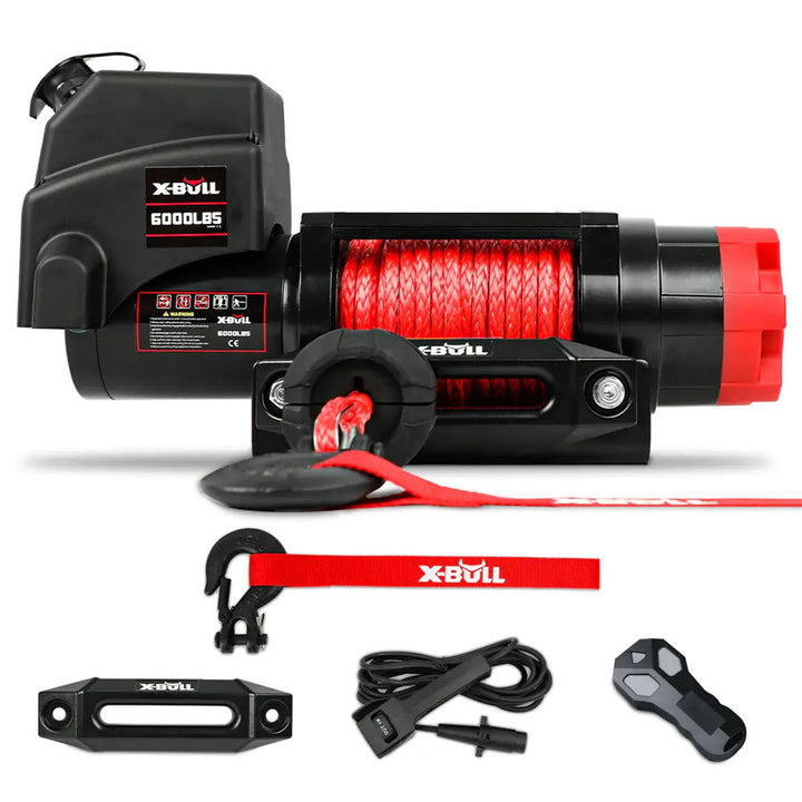 X-BULL Electric Winch 6000LBS 12V Synthetic Rope Wireless Remote Boat ATV UTV