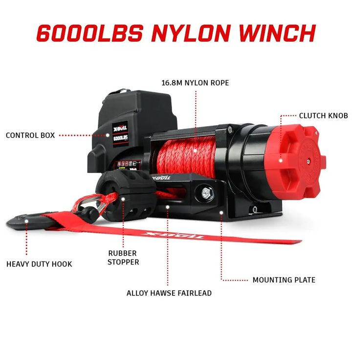 X-BULL Electric Winch 6000LBS 12V Synthetic Rope Wireless Remote Boat ATV UTV