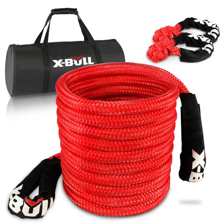 X-BULL Kinetic Rope 22mmx9m 28600LBS Recovery Dyneema Tow Winch 2x Soft Shackles