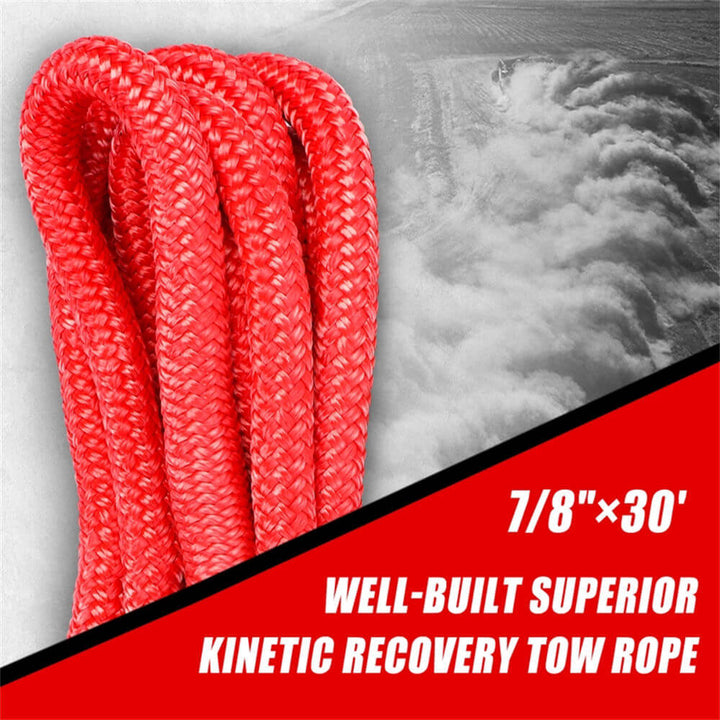 X-BULL Kinetic Rope 22mmx9m 28600LBS Recovery Dyneema Tow Winch 2x Soft Shackles