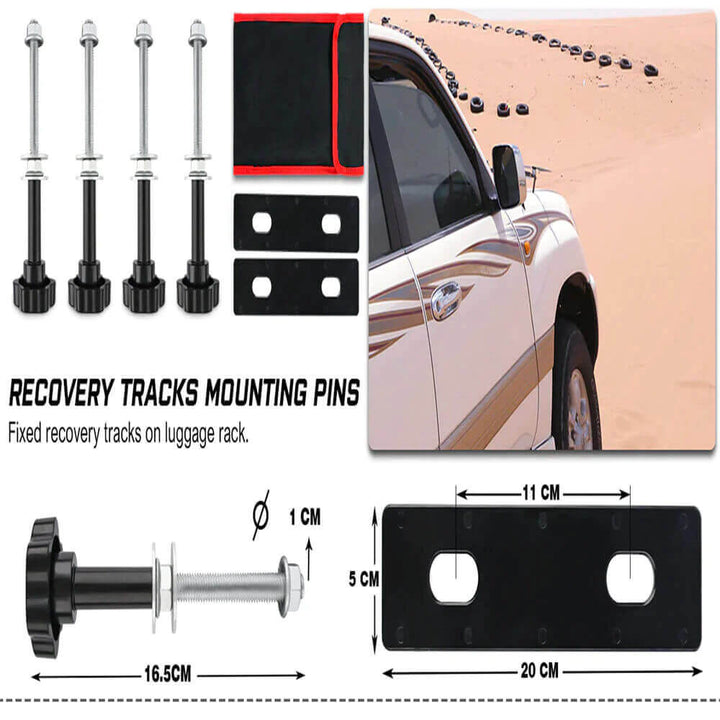 X-BULL Mounting Kit Tracks Fixing Pins Recovery tracks Pins Holders Roof Rack4X4