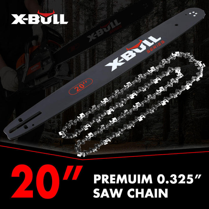 X-BULL Petrol Chainsaw 20" Bar and Steel Chain Combo