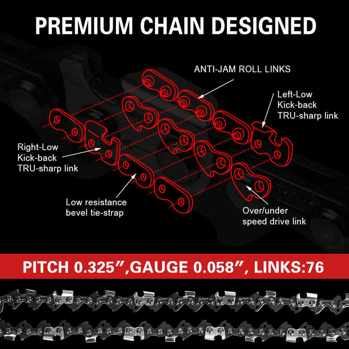 X-BULL Petrol Chainsaw 20" Bar and Steel Chain Combo