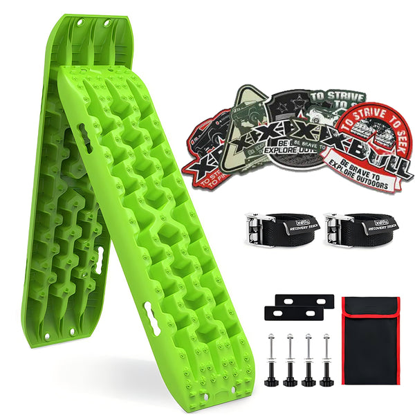 X-BULL Recovery Tracks Gen3.0 Sand Tracks KIT Carry Bag Mounting Pin Sand/Snow/Mud 10T 4WD - Green