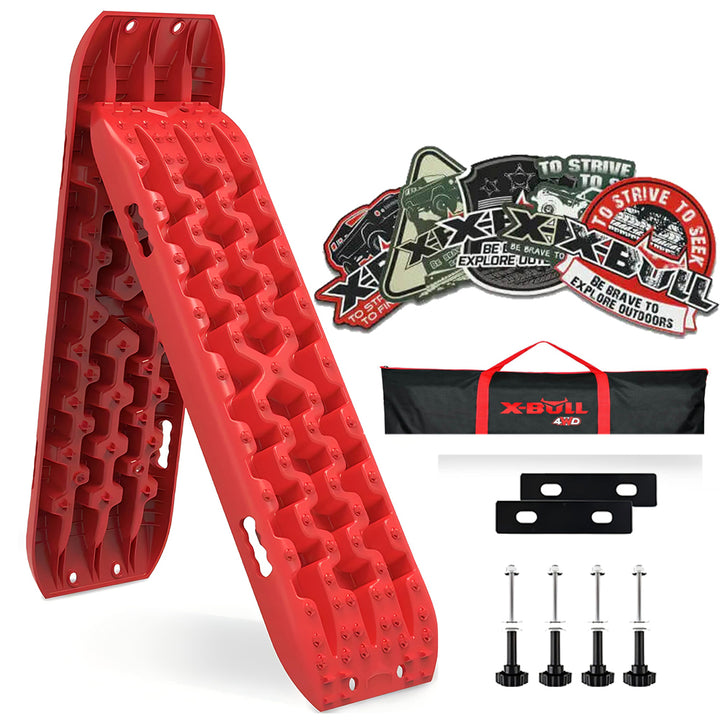 X-BULL Recovery Tracks Gen3.0 Sand Tracks KIT Carry Bag Mounting Pin Sand/Snow/Mud 10T 4WD-Red