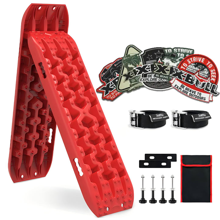 X-BULL Recovery Tracks Gen3.0 Sand Tracks KIT Carry Bag Mounting Pin Sand/Snow/Mud 10T 4WD-Red