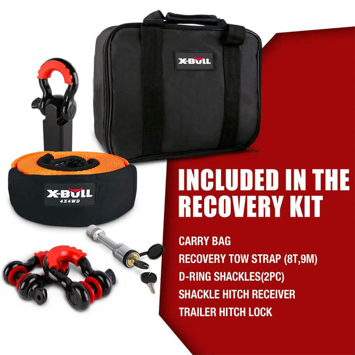 X-BULL Winch Recovery Kit 11PCS 4WD Pack Off Road Snatch Strap