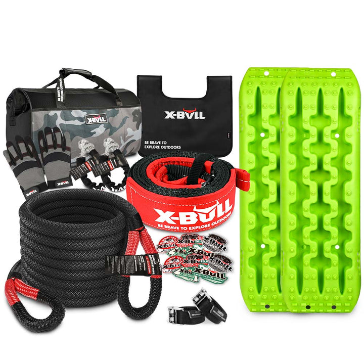 X-BULL Winch Recovery KIT New 13PCS with Recovery Tracks Gen 2.0 Boards Snatch Strap Off Road 4WD