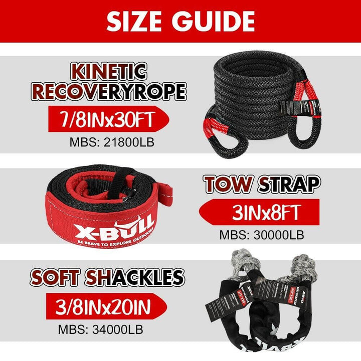 X-BULL Winch Recovery Kit New 13PCS 4WD Pack Off Road Snatch Strap