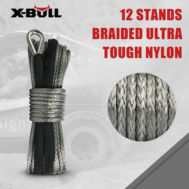 XBULL Dyneema Synthetic Rope Winch Cable SK75 5.5MM x 13M Car Tow Recovery Strap