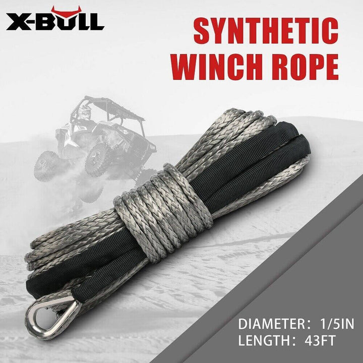 XBULL Dyneema Synthetic Rope Winch Cable SK75 5.5MM x 13M Car Tow Recovery Strap